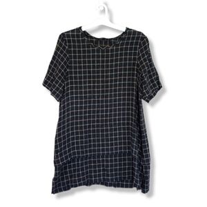 Zara Women Window Pane Sparkly Short Sleeve Lagenlook Tunic Womens Sz XS